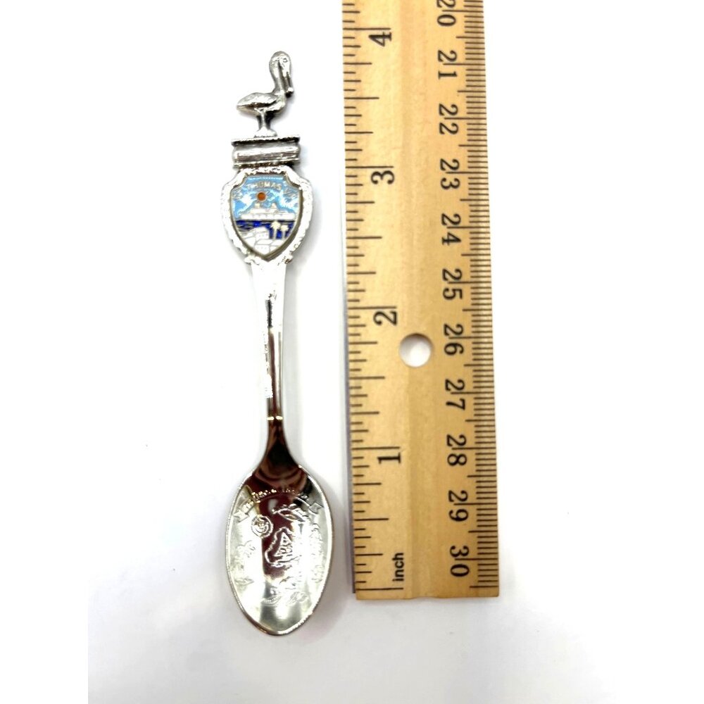 St. Thomas VI Collectible Souvenir Spoon With Pelican Top & Enamel Design B157